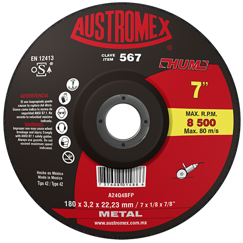Disco 567 Corte de Metal 7” x 1/8” AUSTROMEX